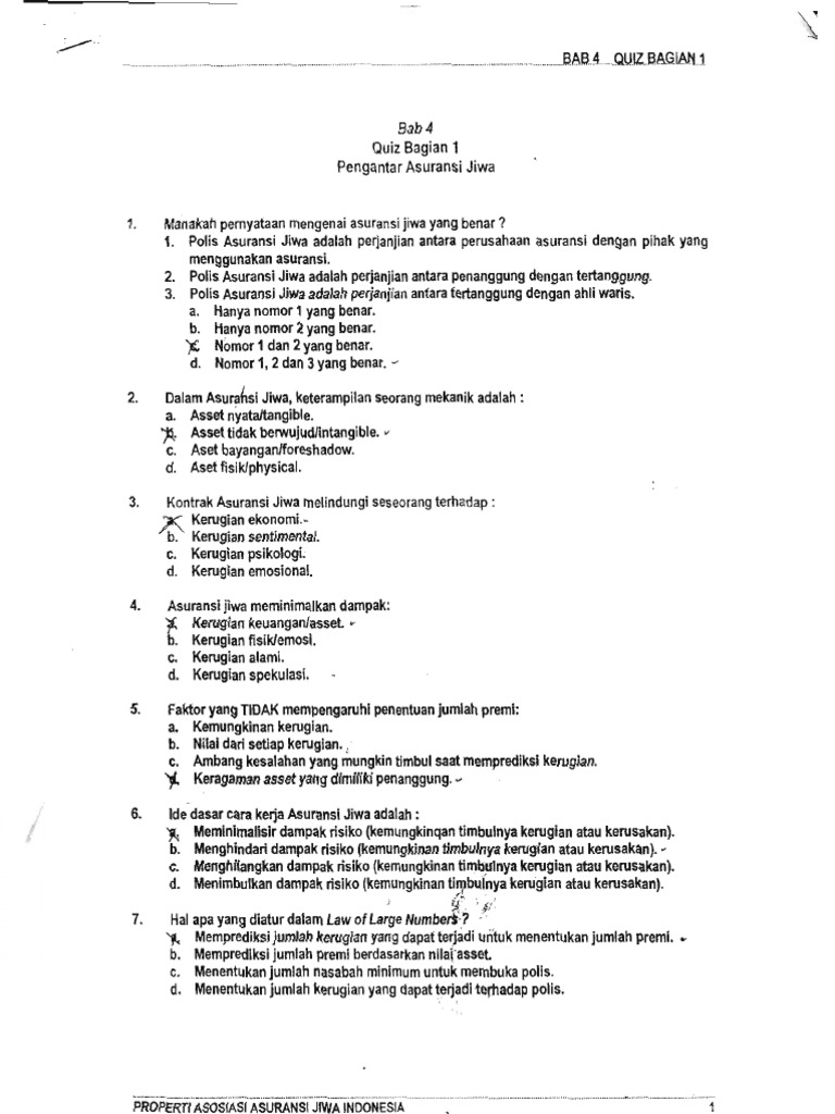 Soal Ujian Aaji Prudential Helmi Kediris