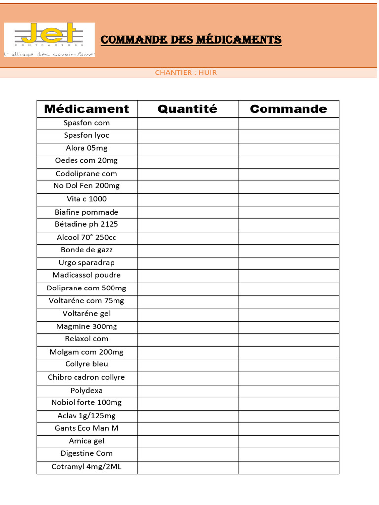 Liste de Médicaments Commandés | PDF