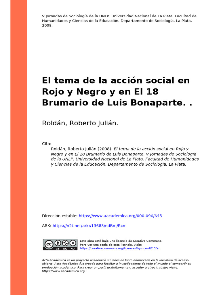 Roldán, Roberto Julián (2008) - El Tema de La Acción Social en Rojo y ...