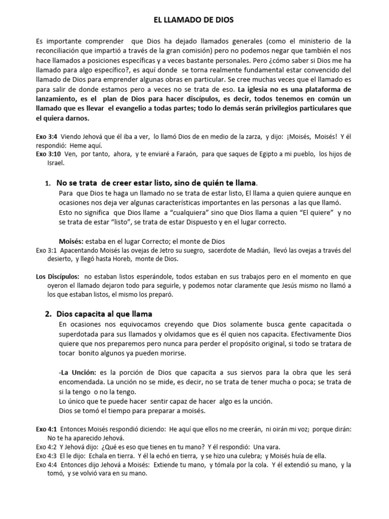 El Llamado de Dios | PDF | Moisés | Dios