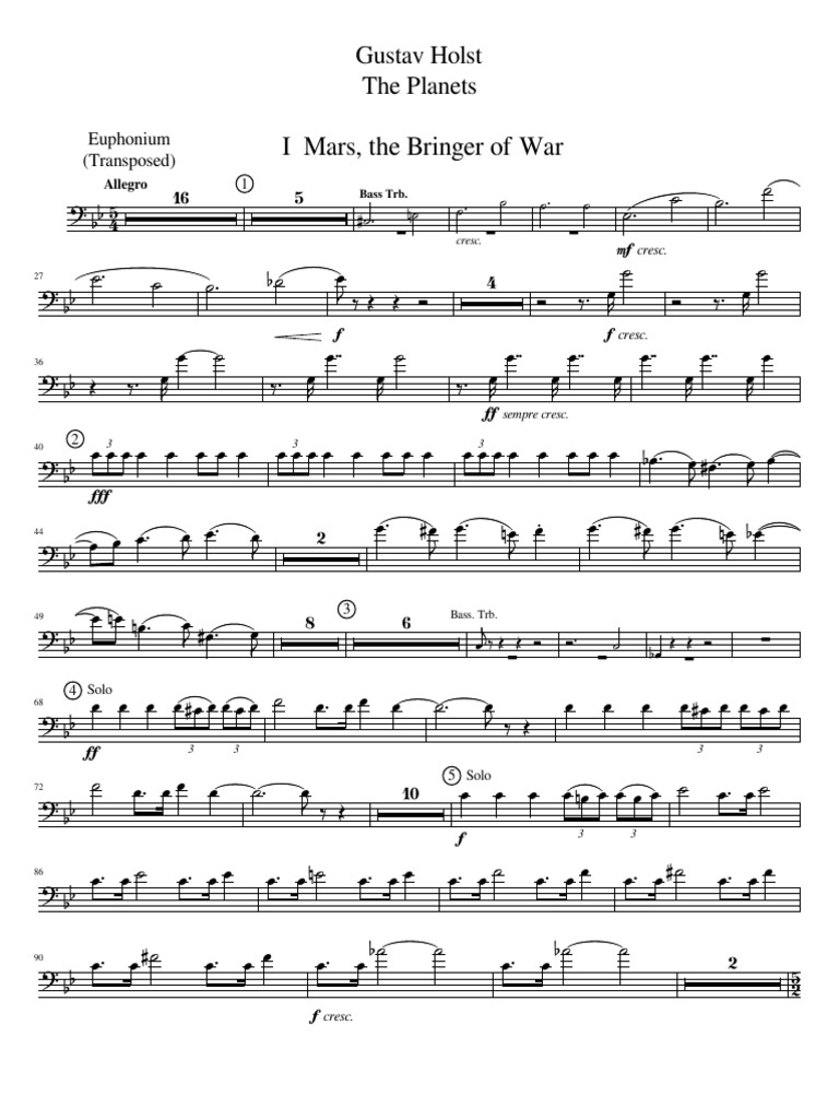 The Euphonium Bass Clef Transposition PDF The Musical Notation