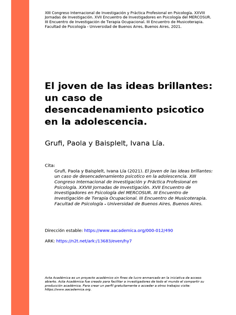 Psicosis en Adolescencia: Caso de Juan | PDF | Jacques Lacan | Complejo ...