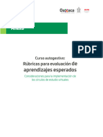 Anexo. Círculo de Estudios Virtual. Rúbricas para Evaluación de Aprendizajes Esperados