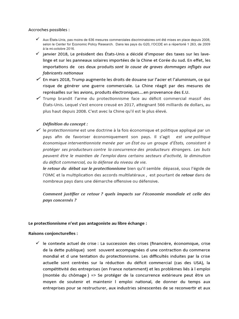 Retour du protectionnisme : enjeux et impacts | PDF | Protectionnisme ...