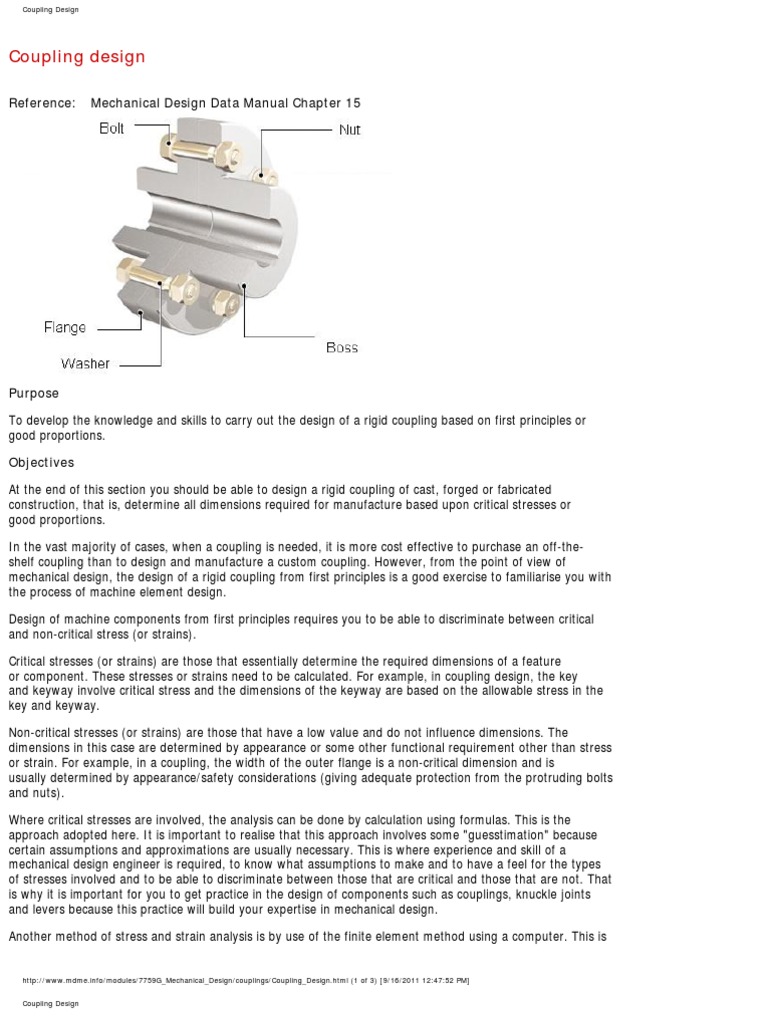 Coupling Design: Reference: Mechanical Design Data Manual Chapter 15 | PDF