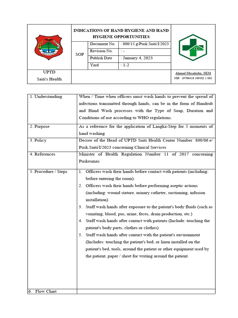 Hand Hygiene Indications and SOP | PDF | Hand Washing | Hygiene