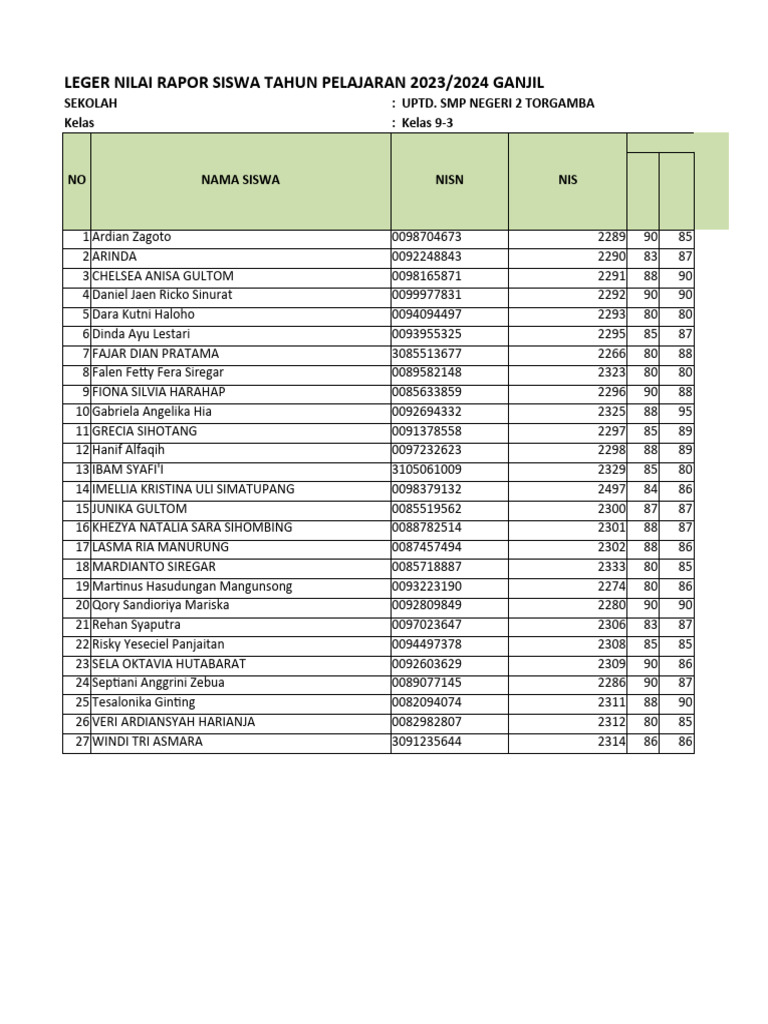 Leger - 20231 - Kelas 9-3 | PDF