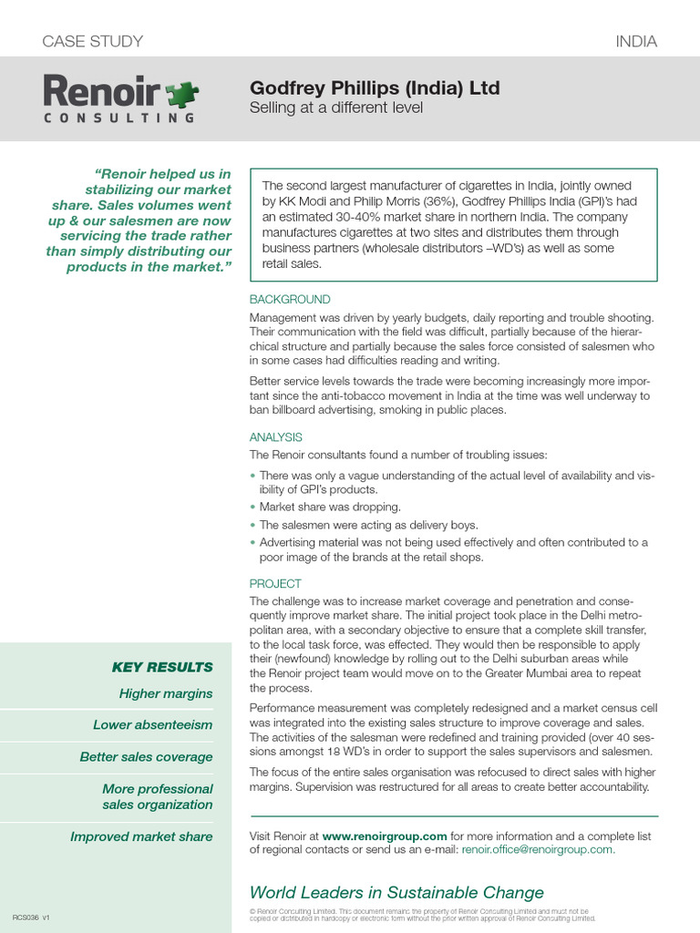 rcs036 v1 Godfrey Phillips India | PDF | Sales | Marketing