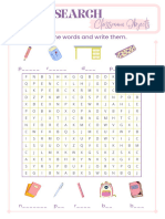 Illustrative Classroom Objects Word Search English Puzzle
