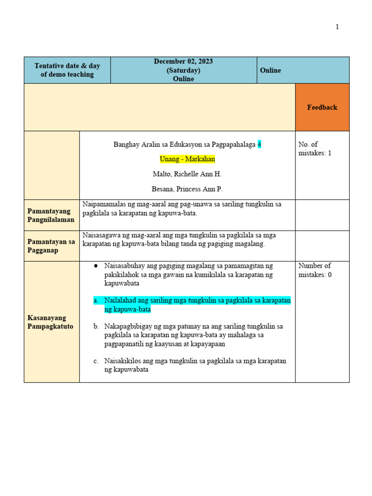 3r Online Malto Besana Lesson Plan | PDF