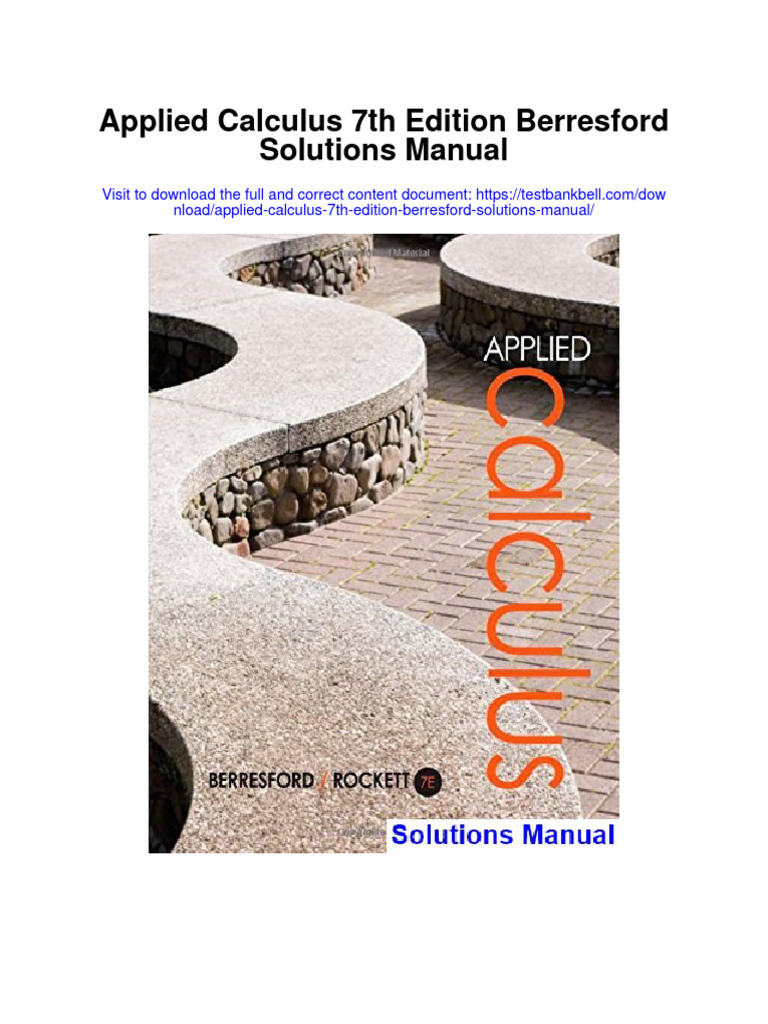 Applied Calculus 7th Edition Berresford Solutions Manual | PDF | Net ...