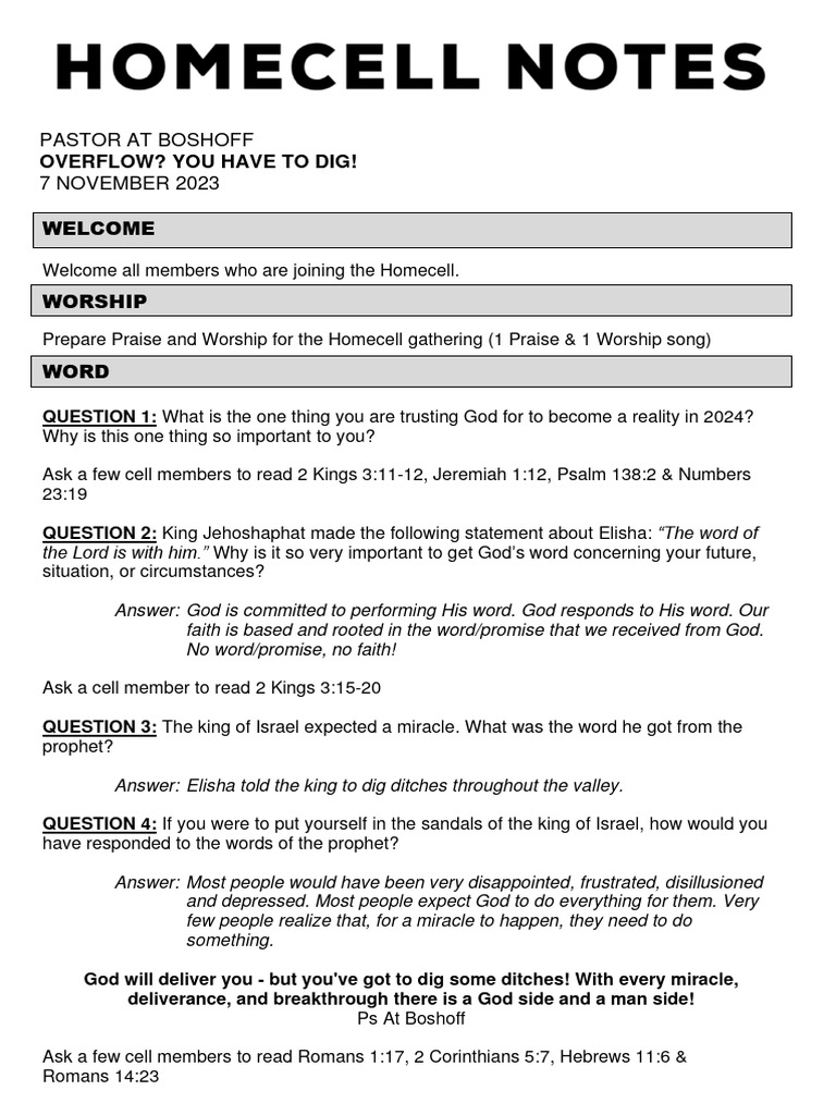 Homecell notes 7 nov 2023 pdf