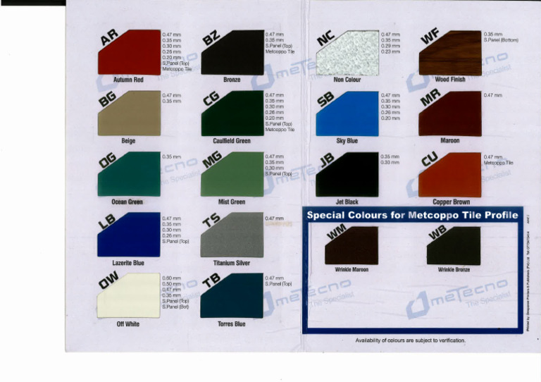 Metecno Colour Guide | PDF
