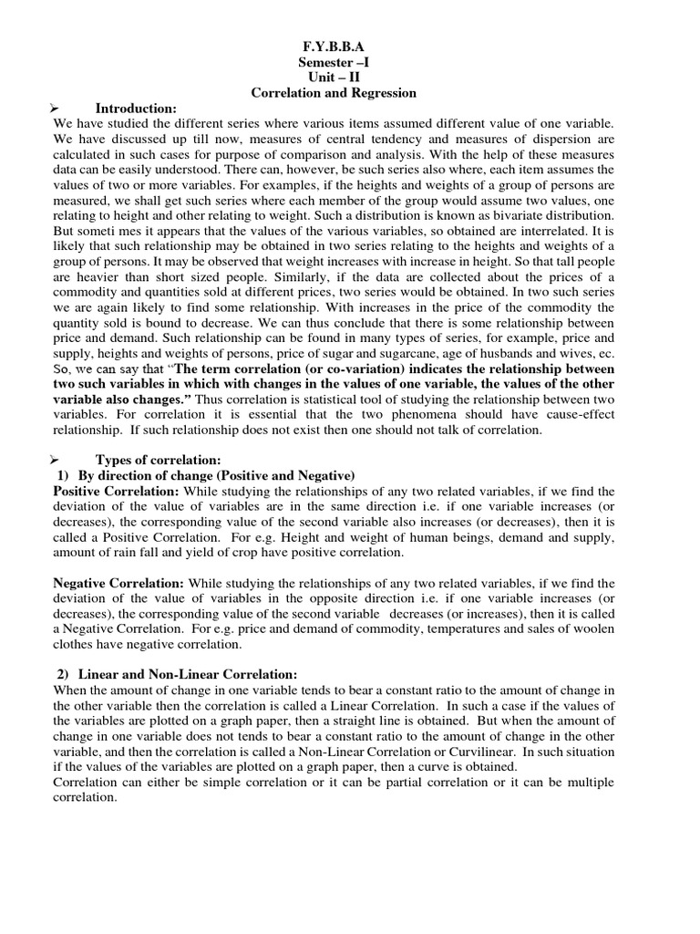 Unit 2 a correlation regression pdf cost of living linear