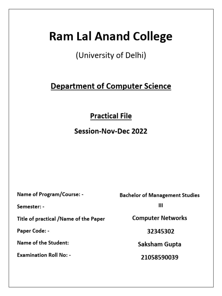 Practical File CN | PDF | Bachelor's Degree | Academic Degree