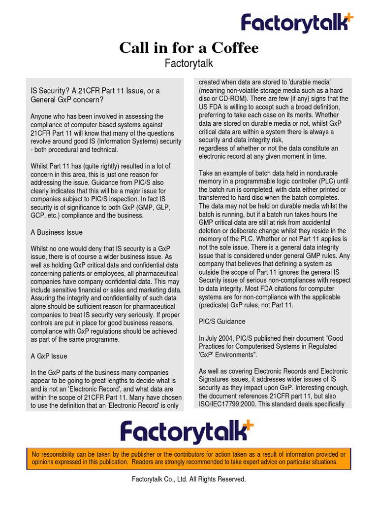 Factorytalk Is Security | PDF | Regulatory Compliance | Information ...