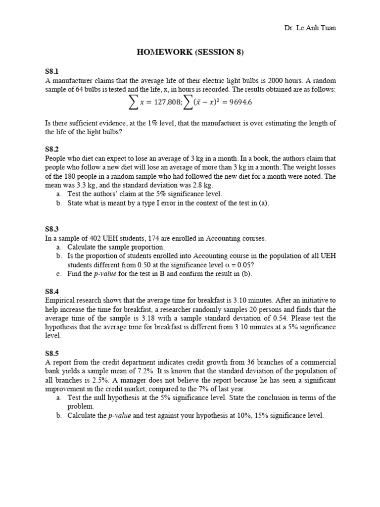 HW - Session 8 | PDF | Science & Mathematics | Technology & Engineering