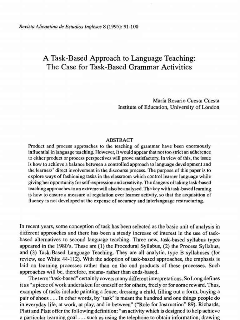 Task-Based Grammar Activities in Teaching | PDF | Second Language ...