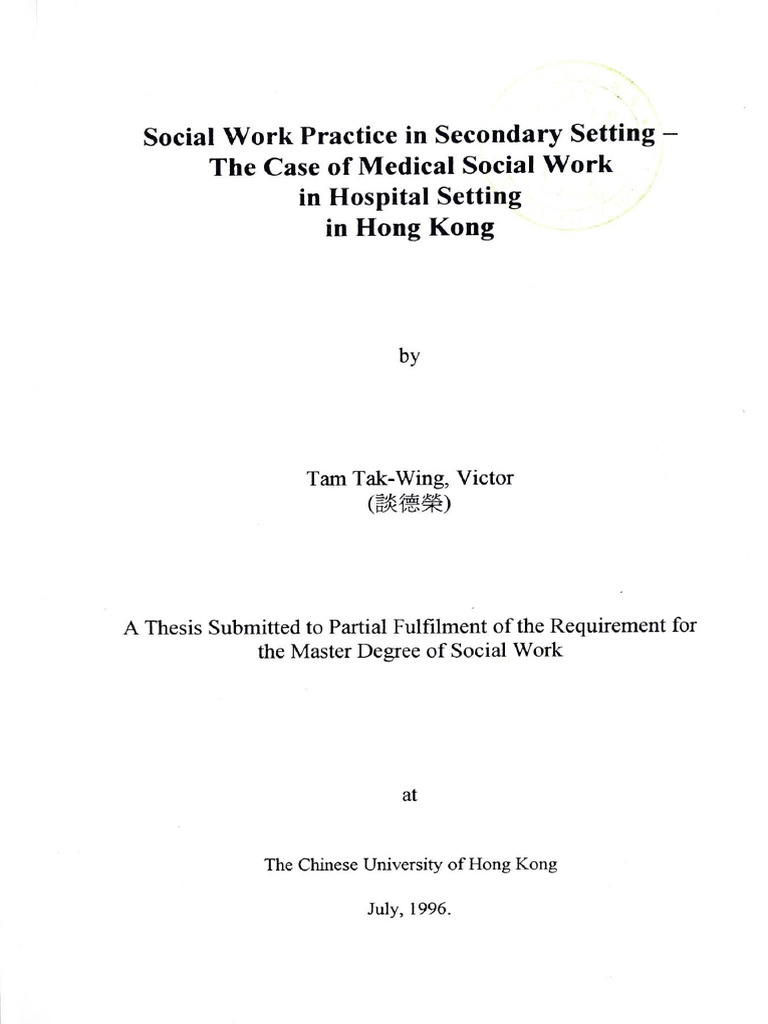 History Of Medical Social Work In Uk