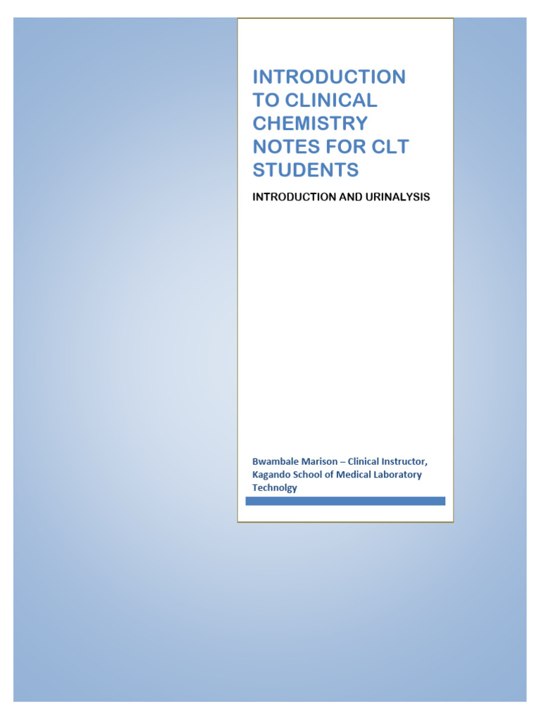 Clinical Chemistry Notes for CLT Students | PDF | Ph | Acid