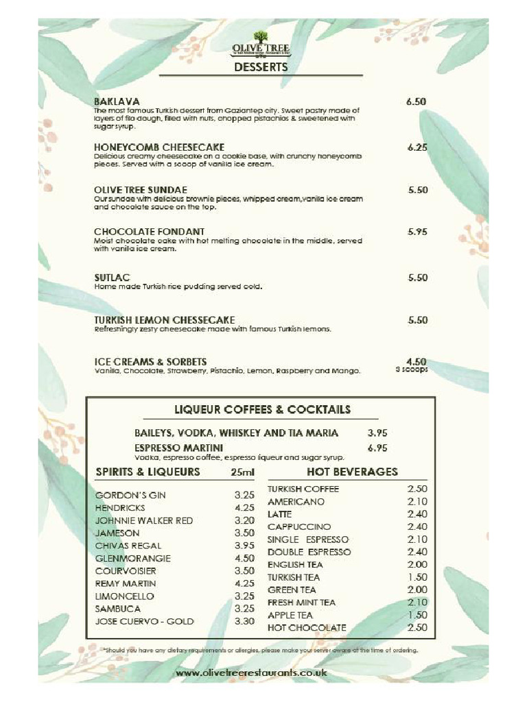 Dessert Menu Bedford PDF