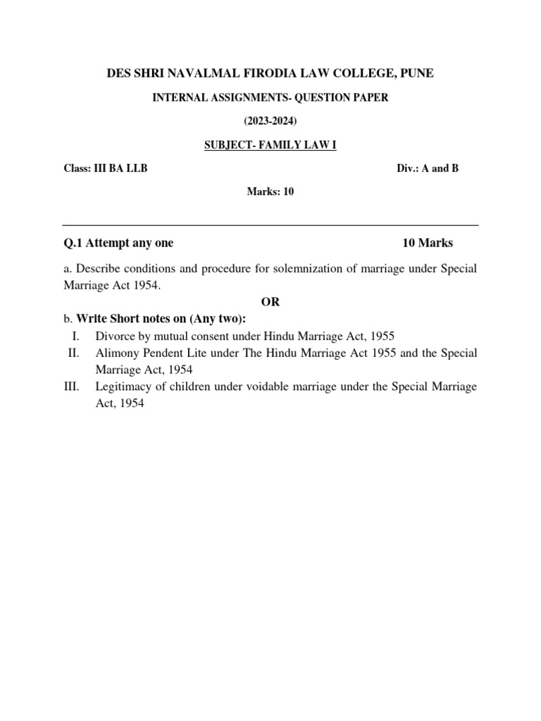 Family Law Internal Assignment | PDF | Politics | Social Science