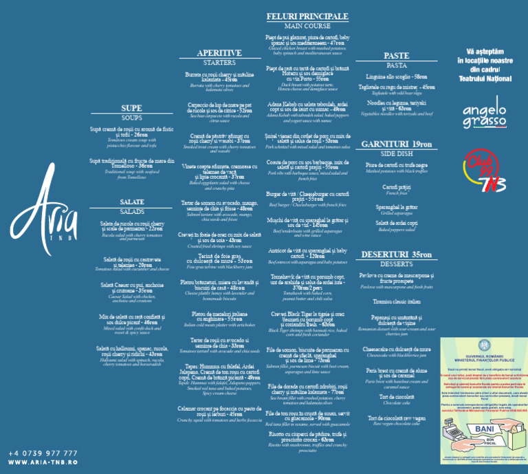 Menu Aria 2022 - Restaurant | PDF