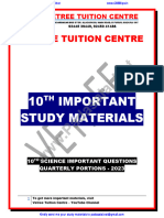 10th Science EM Quarterly Exam Important Questions English Medium PDF Download