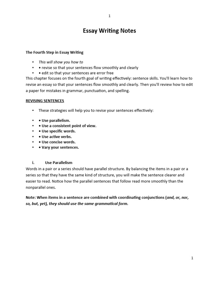 Essay writing notes for students pdf
