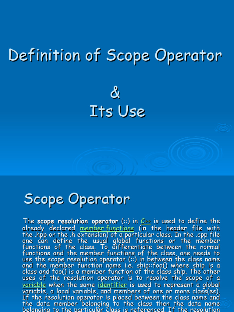 Definition of Scope Operator | PDF | Teaching Methods & Materials ...