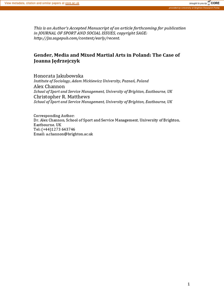 gender PDF Mixed Martial Arts Combat Sports