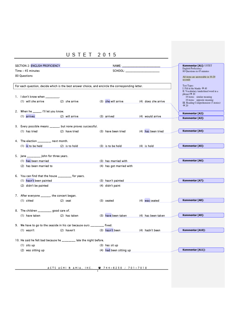 USTET 2015 English Proficiency Test | PDF | Force | Isaac Newton