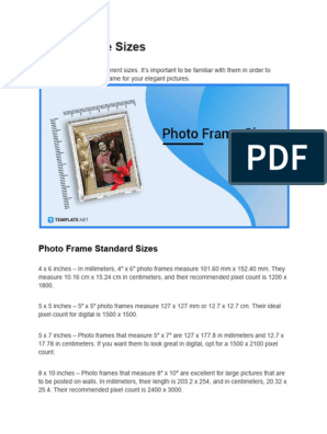 Photo Frame Sizes PDF, PDF, Pixel