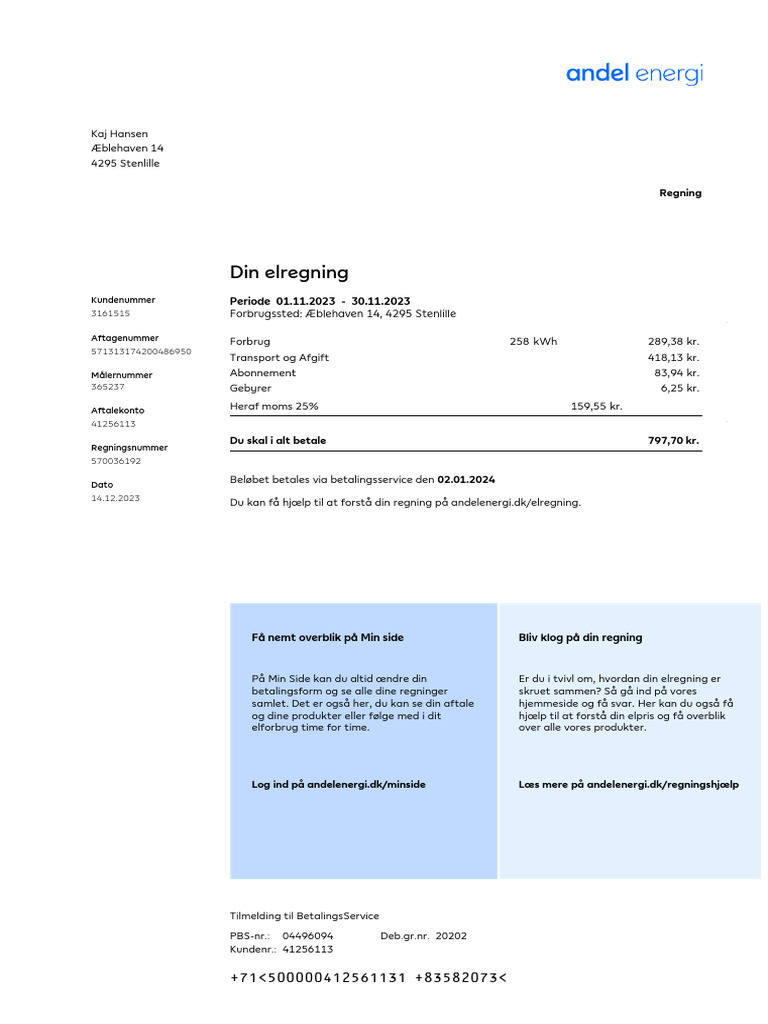 Din Elregning: Regning | PDF