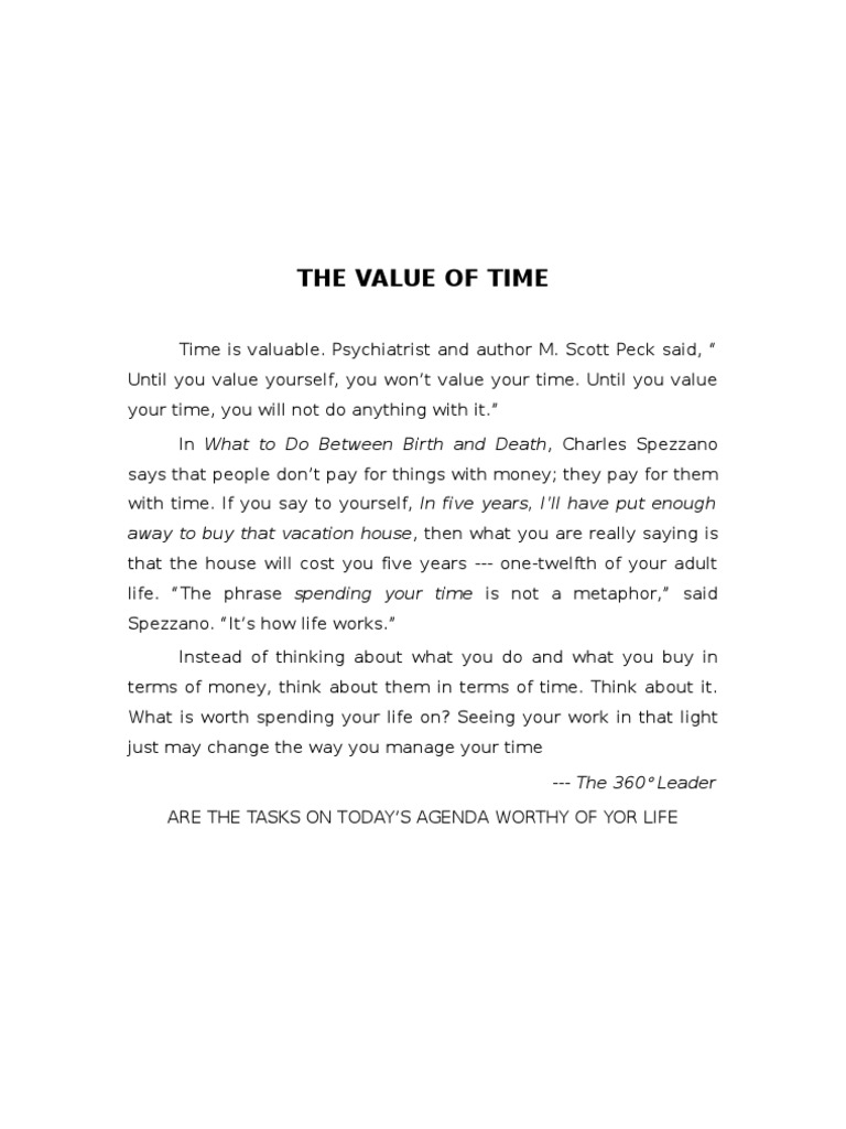 The Value of Time
