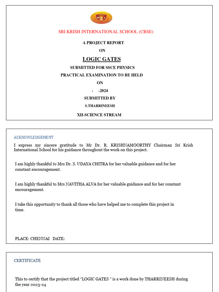 Logic Gates Project Report | PDF | Logic Gate | Design