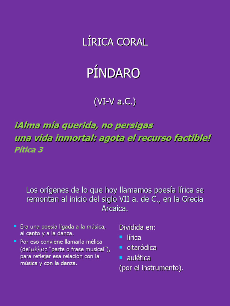 Lírica Coral - Píndaro | PDF | Antigua Grecia