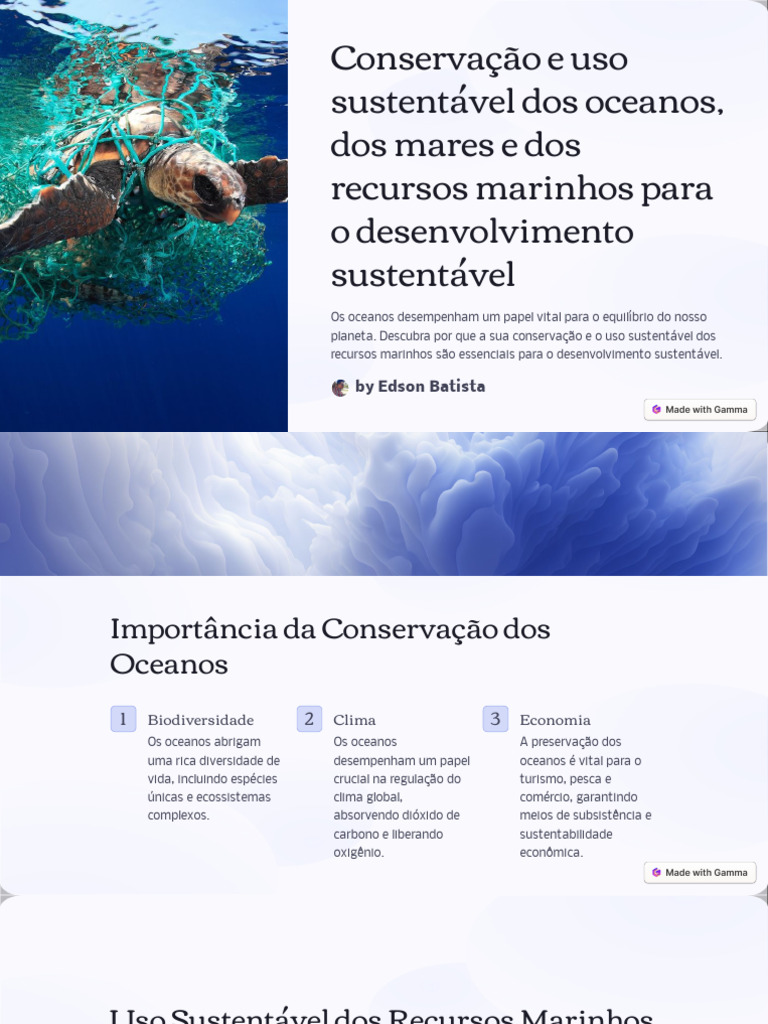 Conservacao e Uso Sustentavel Dos Oceanos Dos Mares e Dos Recursos ...