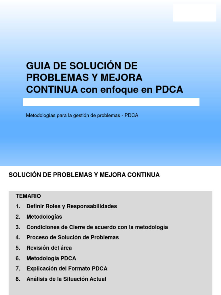Solving Methodology - PDCA | PDF | Evaluación | Metodología