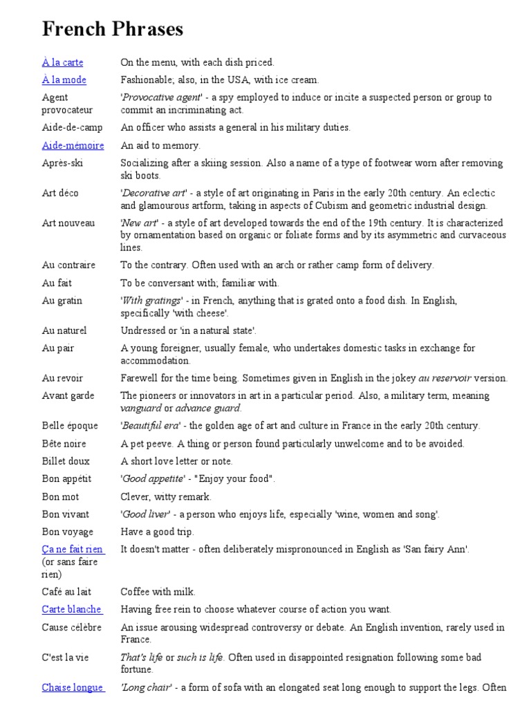 French Phrases PDF Foods