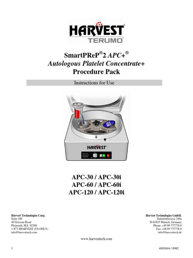 IFU Instructions For APC-30 - 60 120 | PDF | Syringe | Platelet