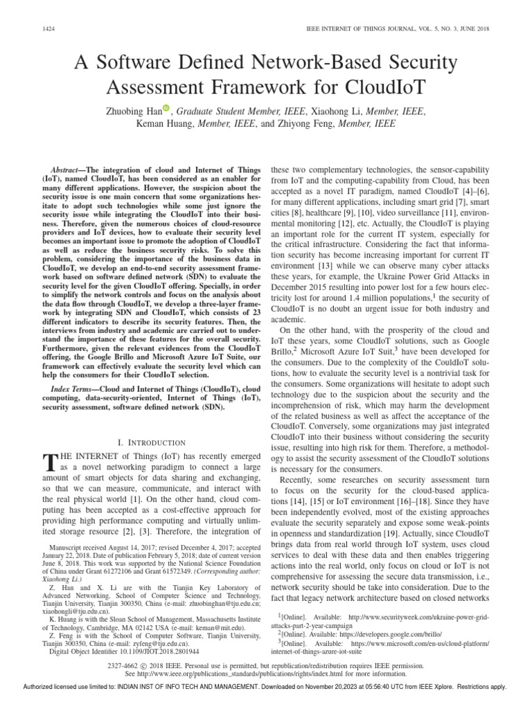 A Software Defined Network-Based Security Assessment Framework For ...