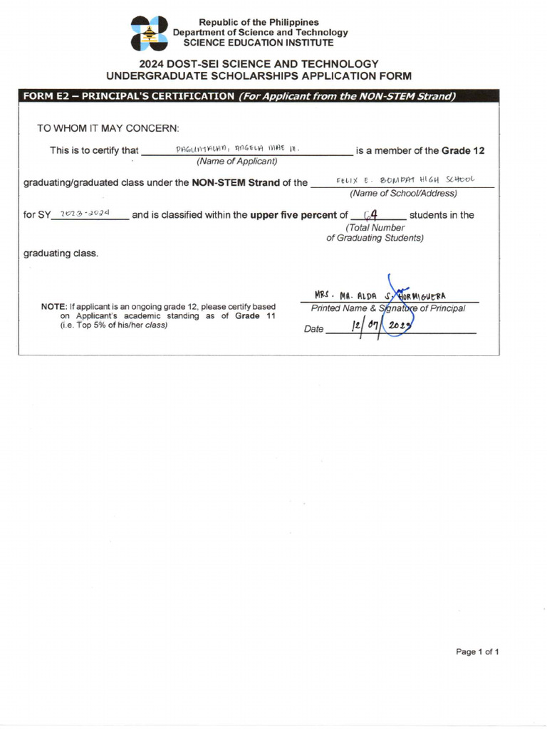 Paguntalan - Form E2 | PDF