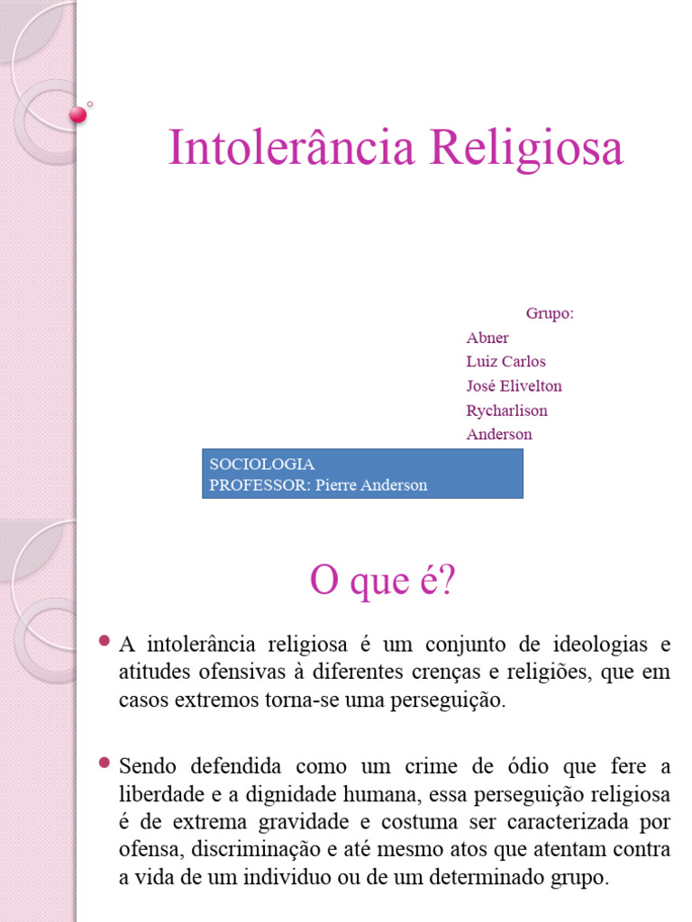 Intolerância Religiosa 1°M02 | PDF | Estado | Discriminação