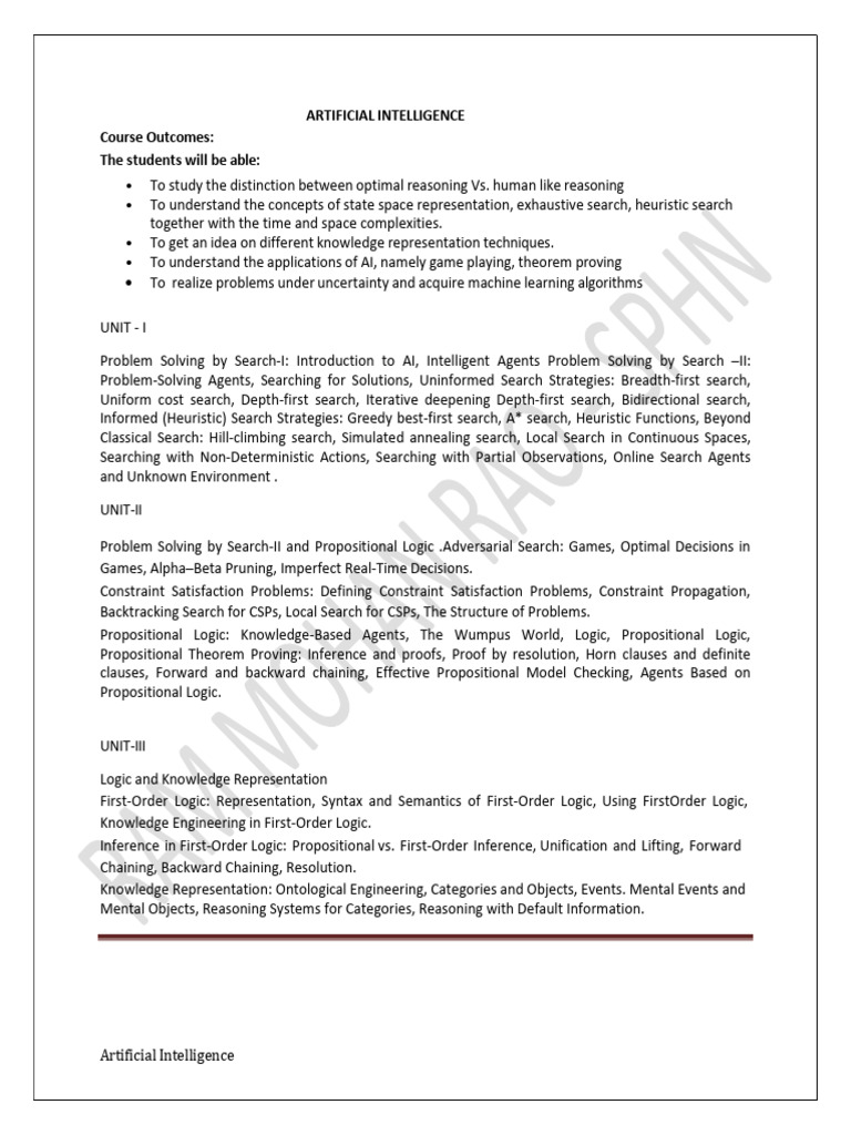 Ai Unit 1 Notes Pdf Artificial Intelligence Intelligence Ai