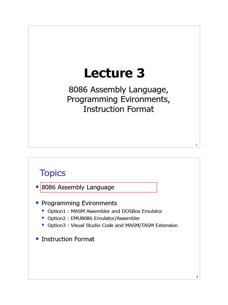 Lecture3 Assembly | PDF | Assembly Language | Computer Program