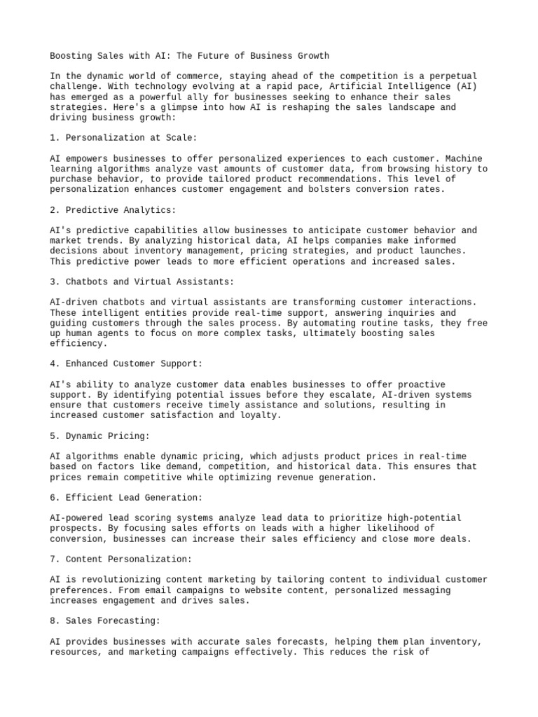 AI Sales Automation Business Growth