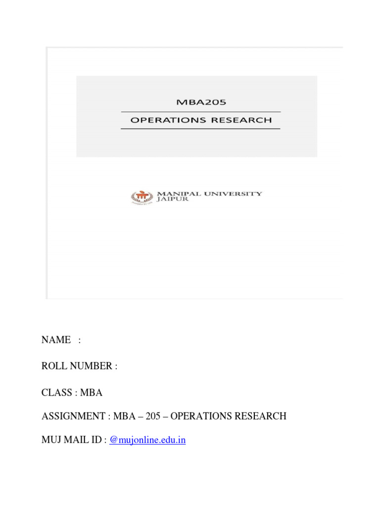 Model Assignment File For MBA Students | PDF | Mathematical ...