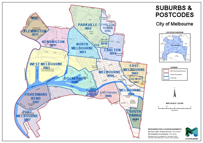 City of Melbourne Suburb and Postcode Boundary Map PDF Melbourne(00)