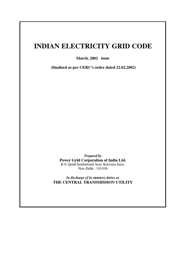 Indian Electricity Grid Code Overview | PDF | Electrical Grid ...